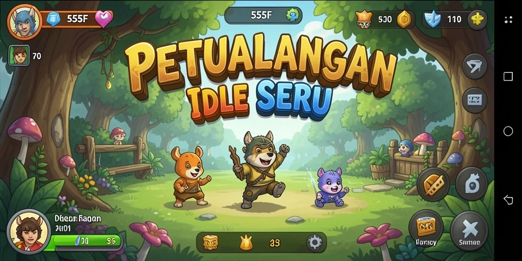 Tampilan gameplay 555F dengan karakter yang beraksi dalam mode Idle.