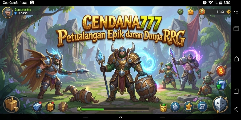 Screenshot utama CENDANA777 menampilkan aksi pertempuran mendebarkan dalam dunia RPG.
