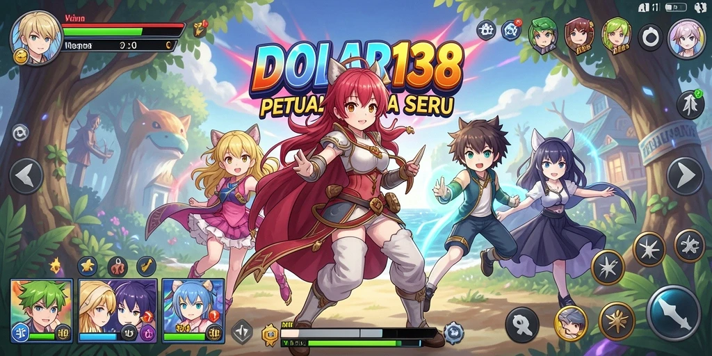 Screenshot gameplay DOLAR138 menampilkan karakter anime dalam aksi pertarungan.