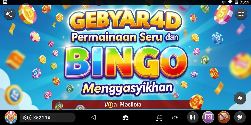 Tangkap layar utama GEBYAR4D dengan gameplay Bingo yang seru.