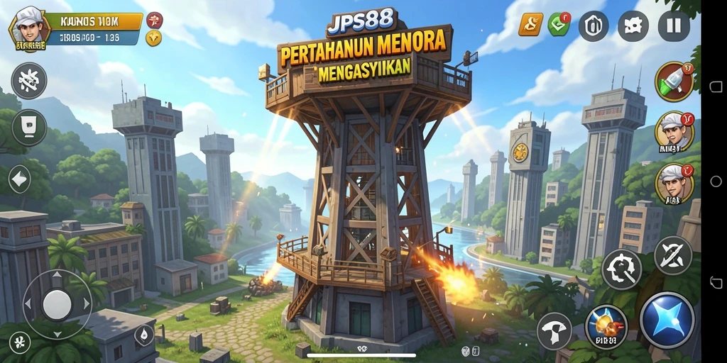 Tampilan menarik dari gameplay Tower Defense di JPS88.