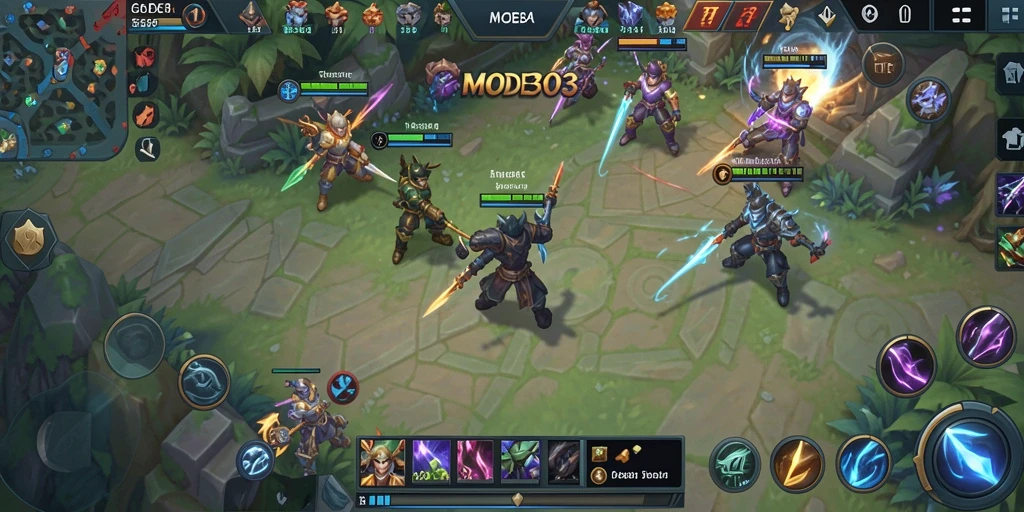 Tampilan gameplay menarik dari MODE303 dengan aksi MOBA yang intens.