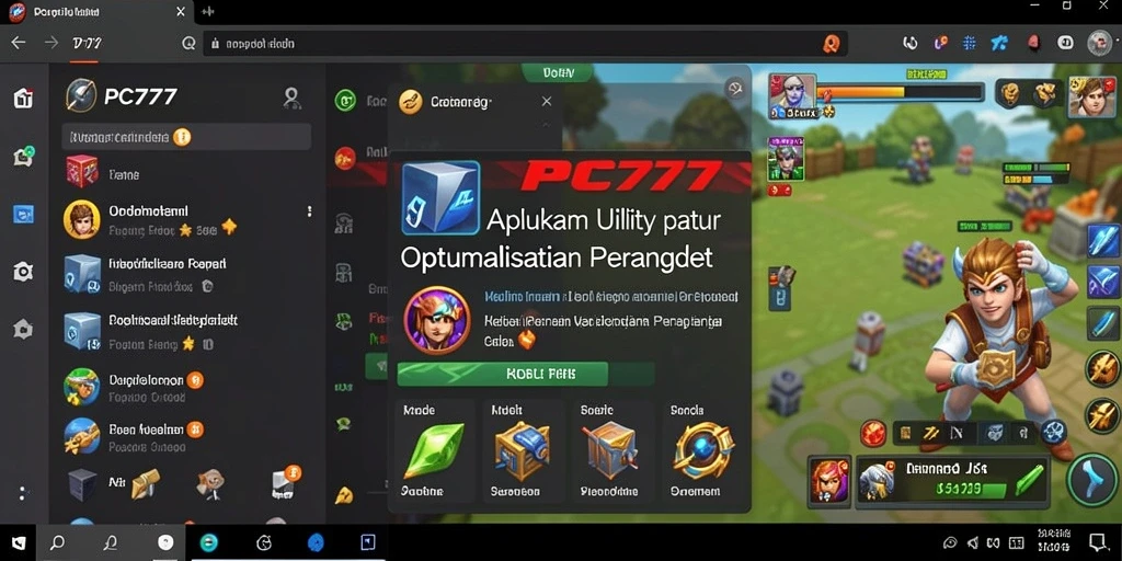 Tampilan antarmuka aplikasi PC777 yang sederhana dan intuitif.