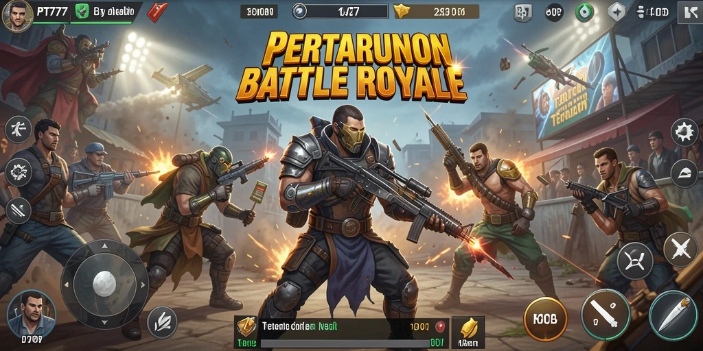 Tangkapan layar PT777 menampilkan aksi seru dalam gameplay Battle Royale.