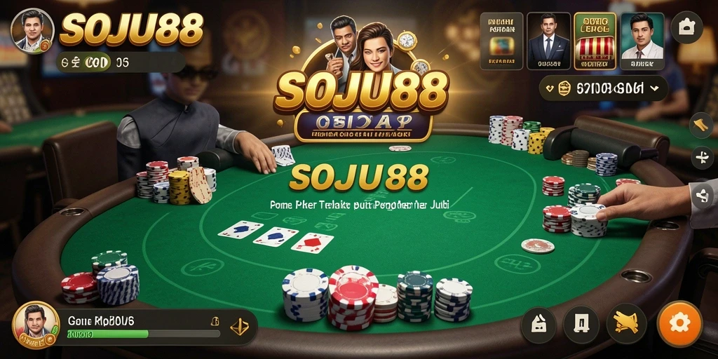Tampilan permainan Poker yang menarik di SOJU88.