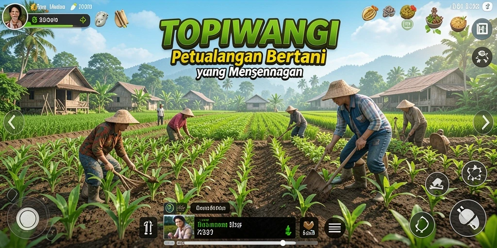 Tampilan menarik dari gameplay bertani di TOPIWANGI.