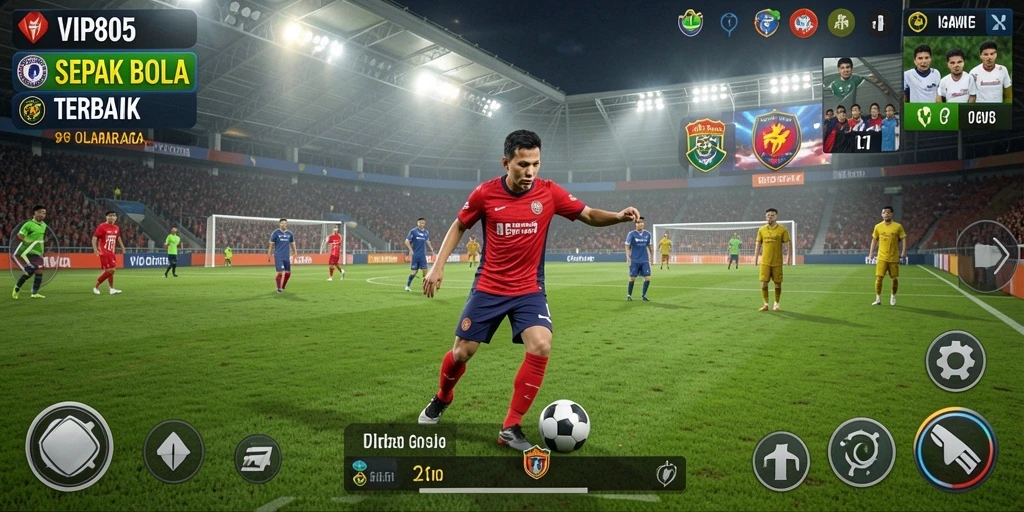 Tangkapan layar utama VIP805 menampilkan aksi gameplay sepak bola yang seru.